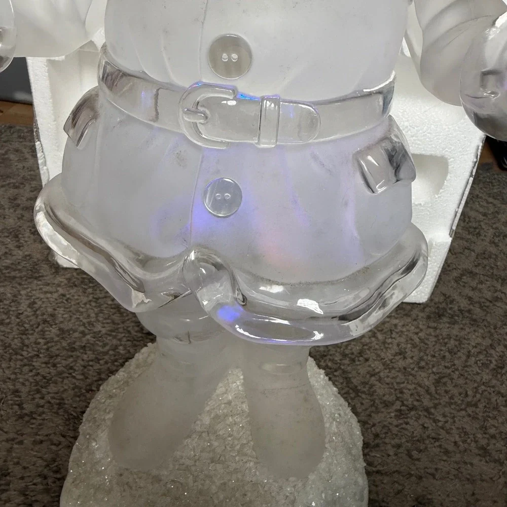 Heritage Mint Holiday Ice Sculptures 21in NOEL Santa Centerpiece Color Changing